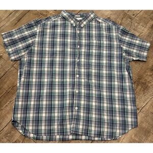 Columbia Mens XXL Blue Green Plaid Short Sleeve Button Down Shirt AM9132 Regular